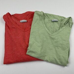 Columbia V Neck T-Shirt Women’s S Short Sleeve Casual Active Poly Blend Lot Of 2